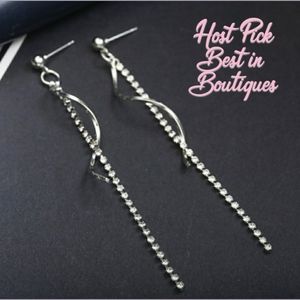 💥3/$12 Long Silver Spiral Rhinestone Earrings